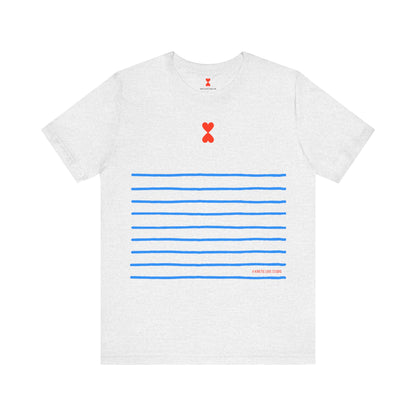 Signature Stripes & Double Heart T-Shirt Trench Chic Unisex Tee Express Delivery available