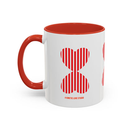 Coffee Mug Red Stripe Hearts Parisian Trendy Style Modern Contemporary Design