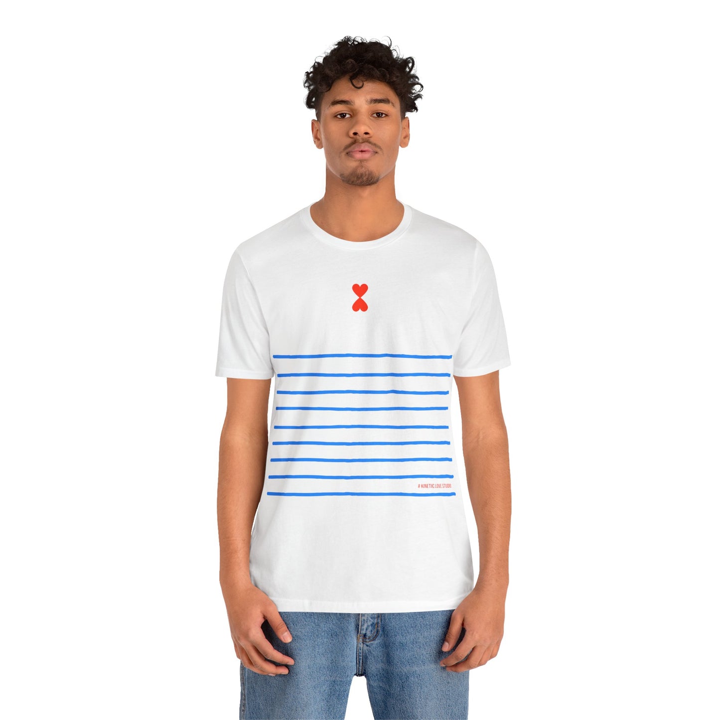 Signature Stripes & Double Heart T-Shirt Trench Chic Unisex Tee Express Delivery available