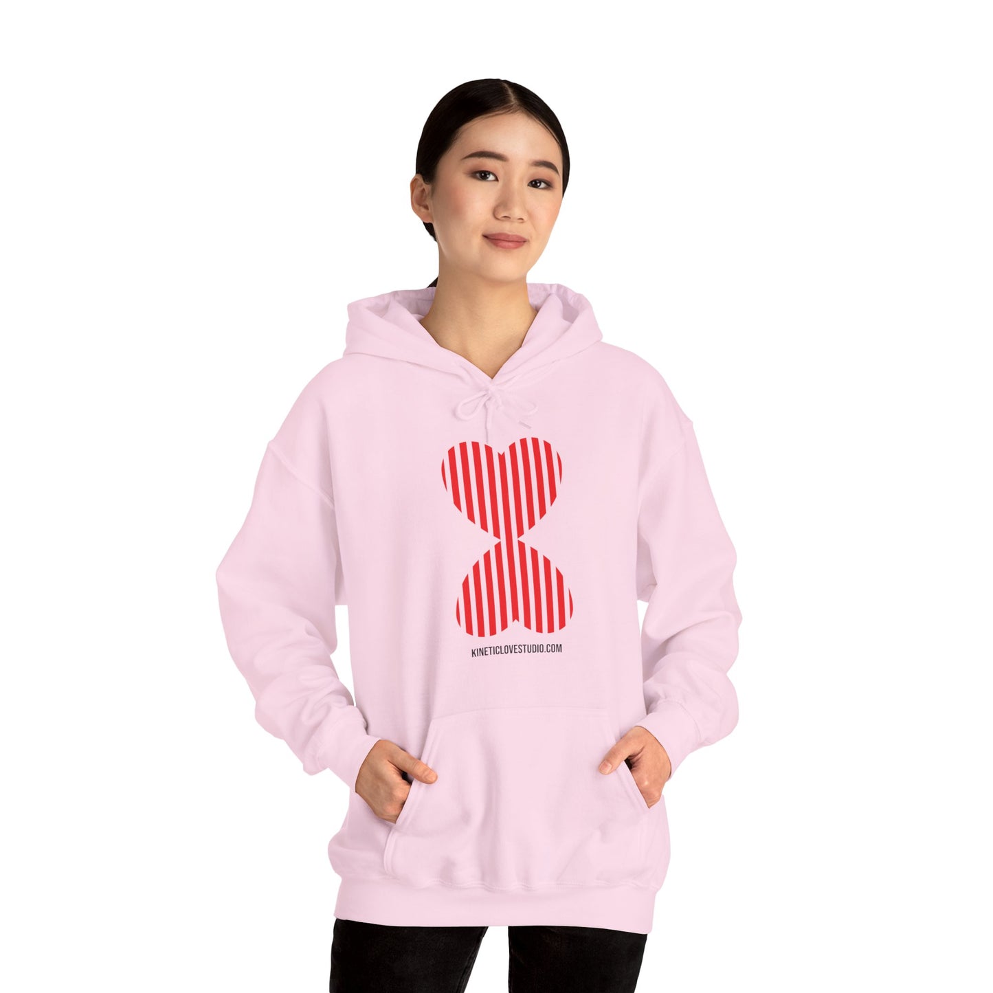 Paris Modern Design Striped Heart Navy Hooded Sweatshirt Hoodie - Modern Red Heart Design