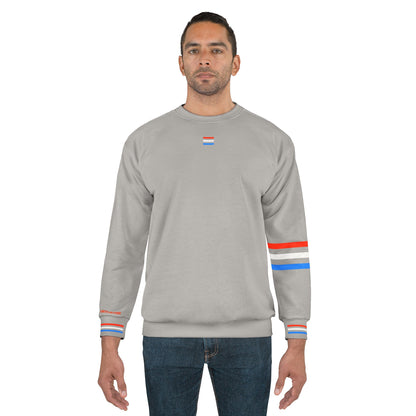 Gray Sweatshirt Modern Stripes Stylish Design Tri-Color Cuffs Unisex Sweatshirt | Men's KL Studio Signature Sweatshirt