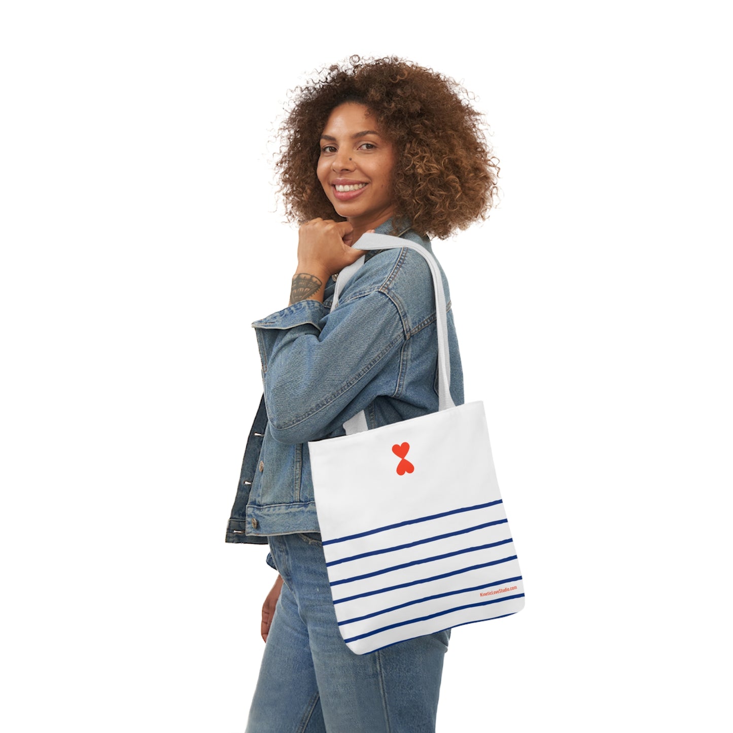 Canvas Tote Bag White Navy Stripes - French Chic Stylish Trendy Design