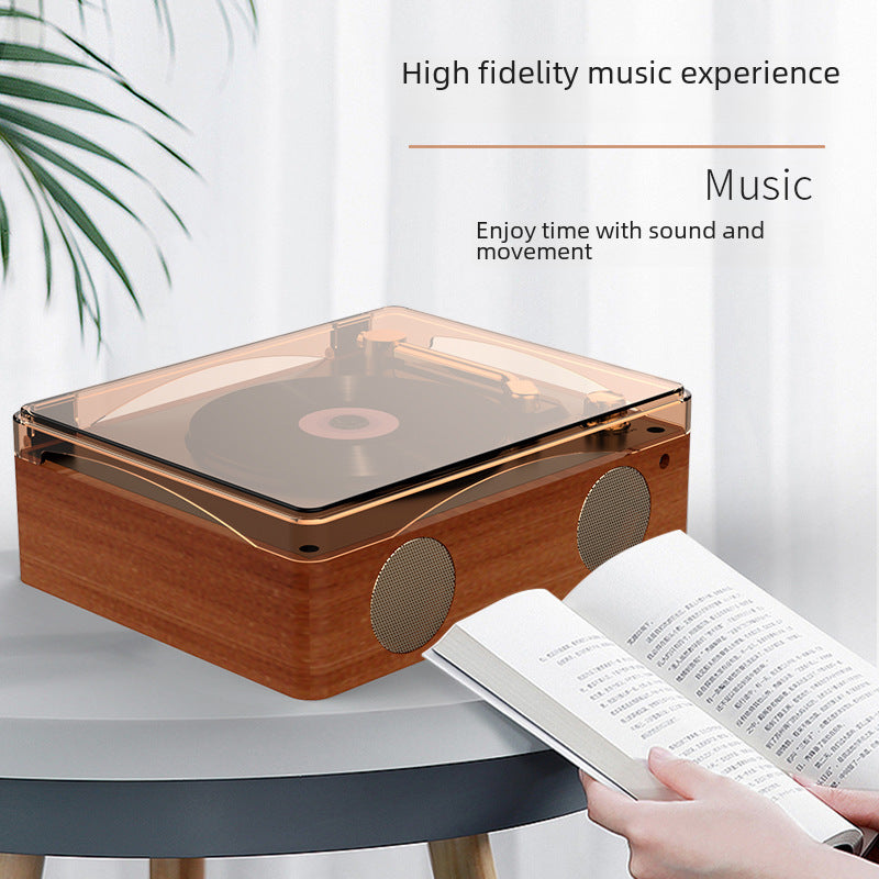 Modern Vintage Design Retro CD Player, Portable Bluetooth Speaker, Transparent Cover & Remote Control, Double speakers