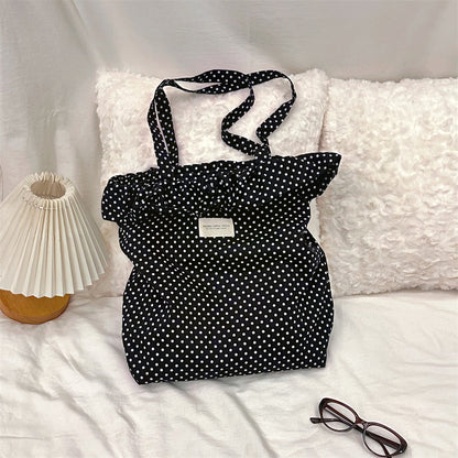 Lovely Polka Dot & Ruffles Canvas Tote Bag