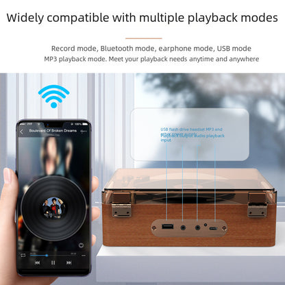 Modern Vintage Design Retro CD Player, Portable Bluetooth Speaker, Transparent Cover & Remote Control, Double speakers