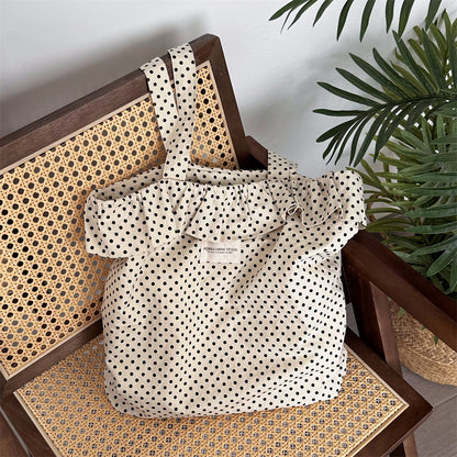 Lovely Polka Dot & Ruffles Canvas Tote Bag