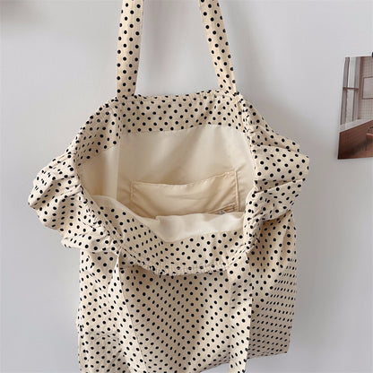 Lovely Polka Dot & Ruffles Canvas Tote Bag