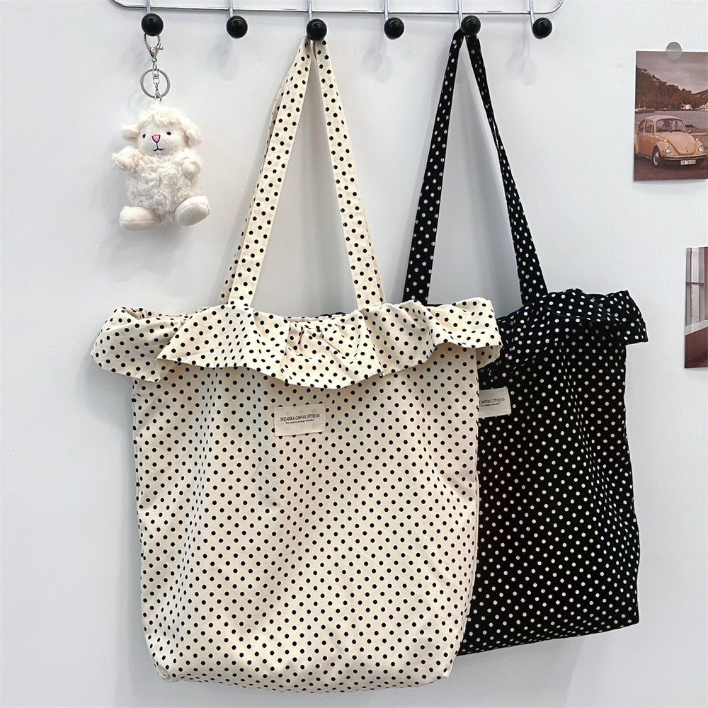 Lovely Polka Dot & Ruffles Canvas Tote Bag