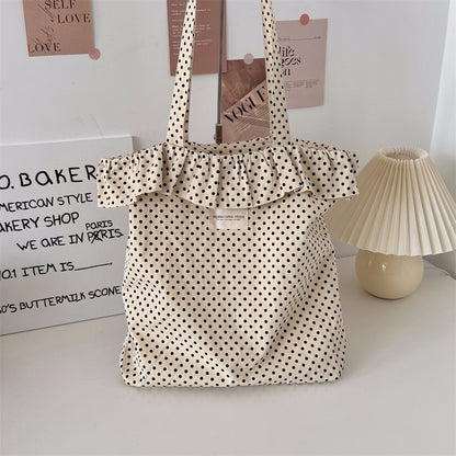 Lovely Polka Dot & Ruffles Canvas Tote Bag