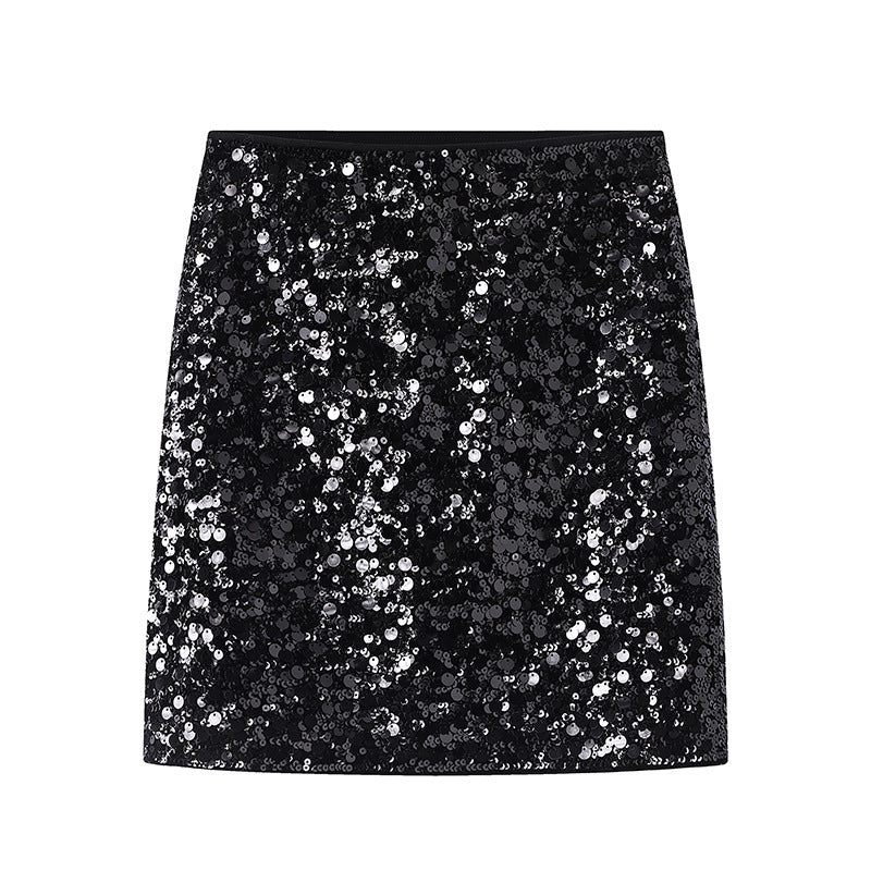 New Sequined High-waisted A-line skirt Celebrity dress