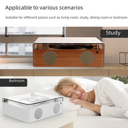 Modern Vintage Design Retro CD Player, Portable Bluetooth Speaker, Transparent Cover & Remote Control, Double speakers