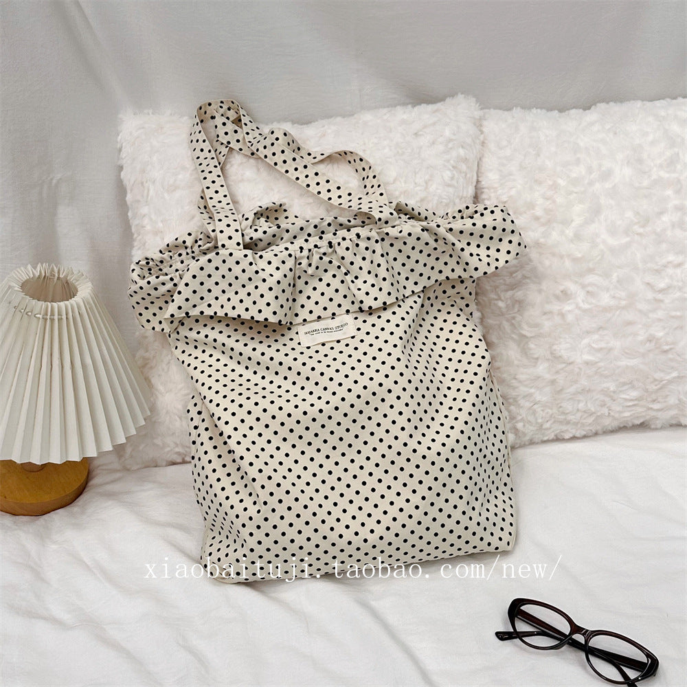 Lovely Polka Dot & Ruffles Canvas Tote Bag