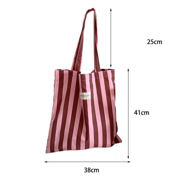 Contemporary Design Stripes Eco Bag Green Brown Pink