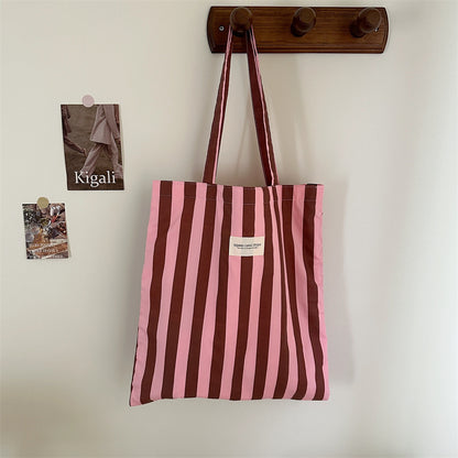 Contemporary Design Stripes Eco Bag Green Brown Pink