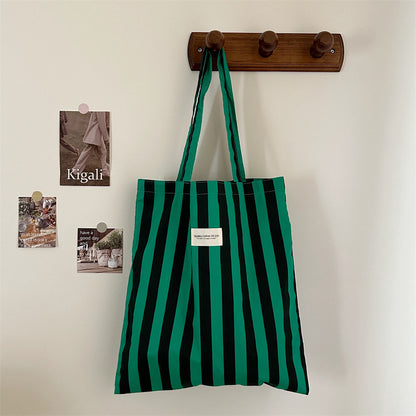 Contemporary Design Stripes Eco Bag Green Brown Pink