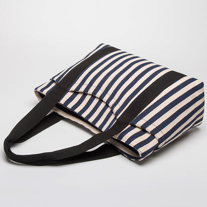 Carry-All Striped Canvas Tote Bag large capacity everyday bag