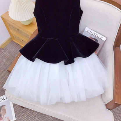 Princess Tutu Style Velvet Sleeveless Celebrity Dress