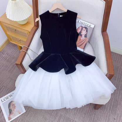 Princess Tutu Style Velvet Sleeveless Celebrity Dress