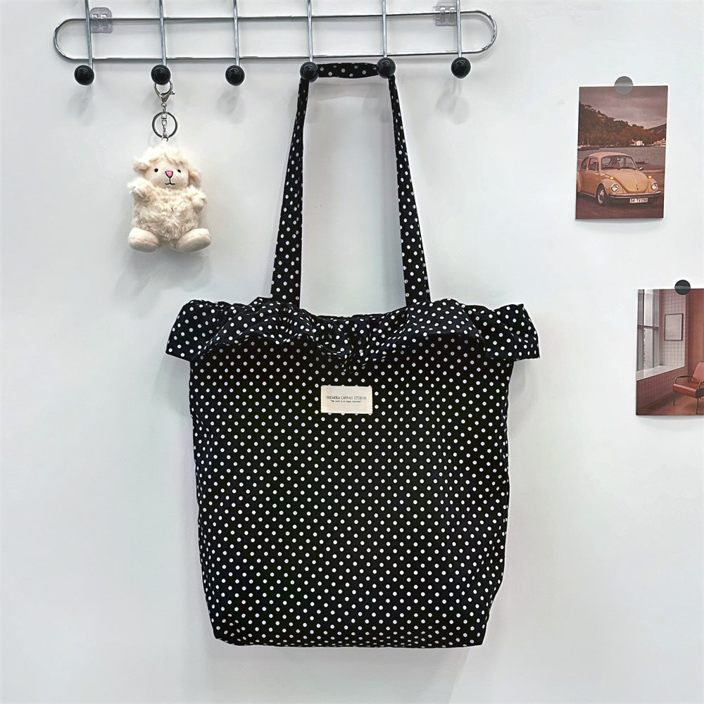 Lovely Polka Dot & Ruffles Canvas Tote Bag