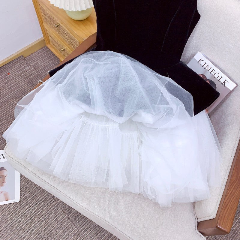 Princess Tutu Style Velvet Sleeveless Celebrity Dress