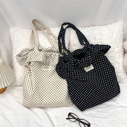 Lovely Polka Dot & Ruffles Canvas Tote Bag