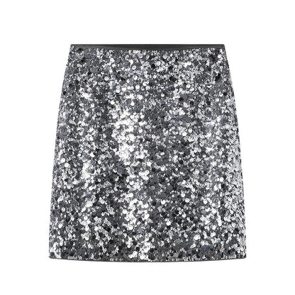 New Sequined High-waisted A-line skirt Celebrity dress