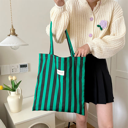 Contemporary Design Stripes Eco Bag Green Brown Pink