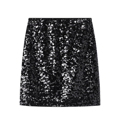 New Sequined High-waisted A-line skirt Celebrity dress