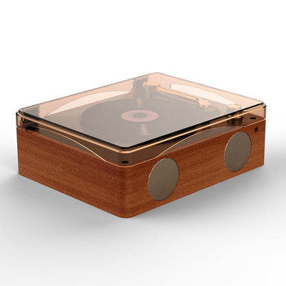 Modern Vintage Design Retro CD Player, Portable Bluetooth Speaker, Transparent Cover & Remote Control, Double speakers