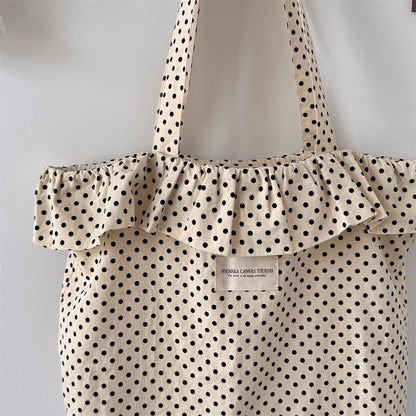 Lovely Polka Dot & Ruffles Canvas Tote Bag