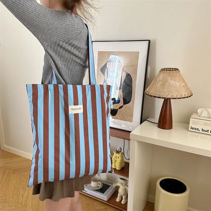 Contemporary Design Stripes Eco Bag Green Brown Pink