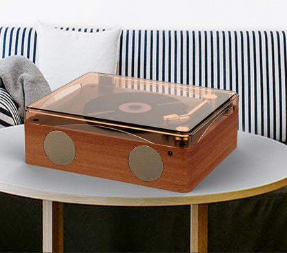 Modern Vintage Design Retro CD Player, Portable Bluetooth Speaker, Transparent Cover & Remote Control, Double speakers