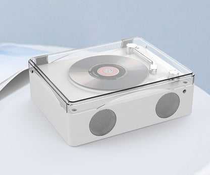 Modern Vintage Design Retro CD Player, Portable Bluetooth Speaker, Transparent Cover & Remote Control, Double speakers