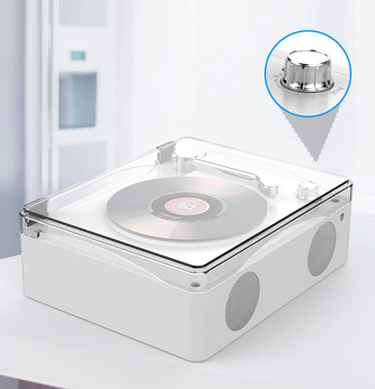 Modern Vintage Design Retro CD Player, Portable Bluetooth Speaker, Transparent Cover & Remote Control, Double speakers