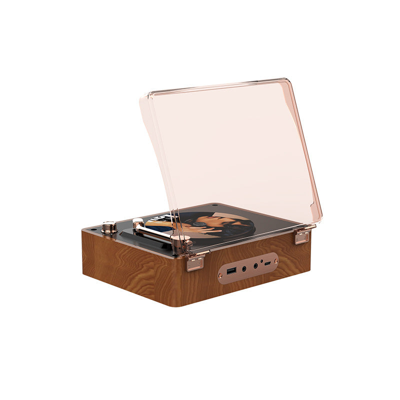 Modern Vintage Design Retro CD Player, Portable Bluetooth Speaker, Transparent Cover & Remote Control, Double speakers