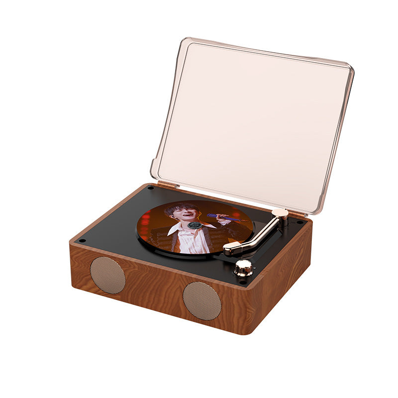 Modern Vintage Design Retro CD Player, Portable Bluetooth Speaker, Transparent Cover & Remote Control, Double speakers