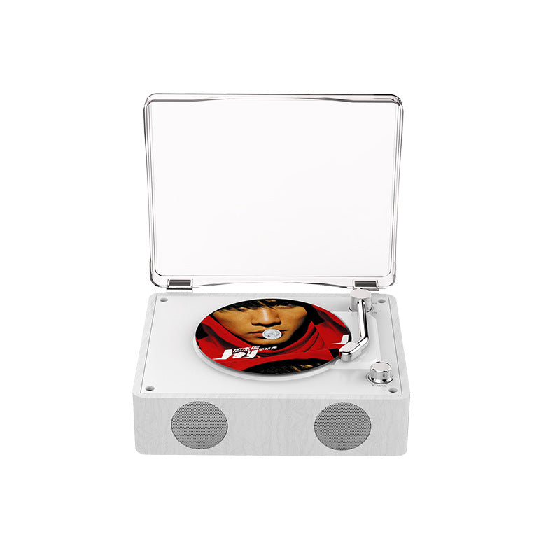 Modern Vintage Design Retro CD Player, Portable Bluetooth Speaker, Transparent Cover & Remote Control, Double speakers