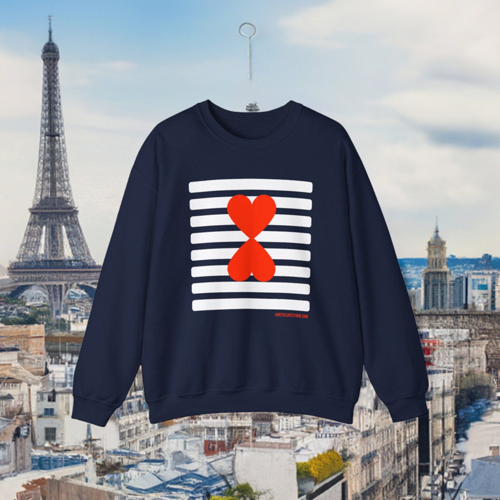 Holiday Edition Modern Couple Sweatshirt - White Stripes Red Hearts