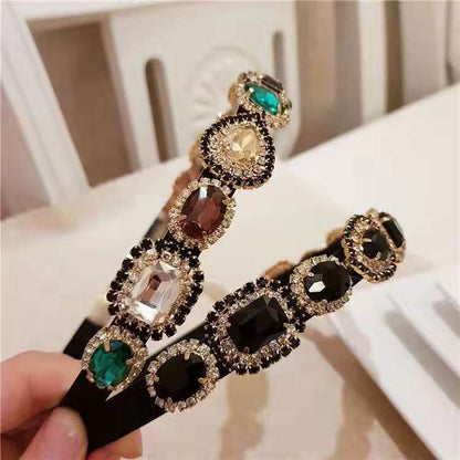 Luxury Retro Baroque Rhinestone Headband Sparkle Diamonds Multi-Color Jewels